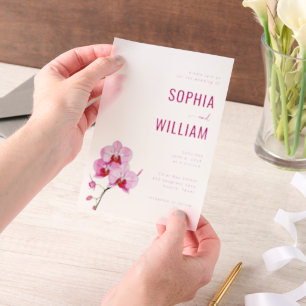 Elegant Pink Orchid Wedding Invitation