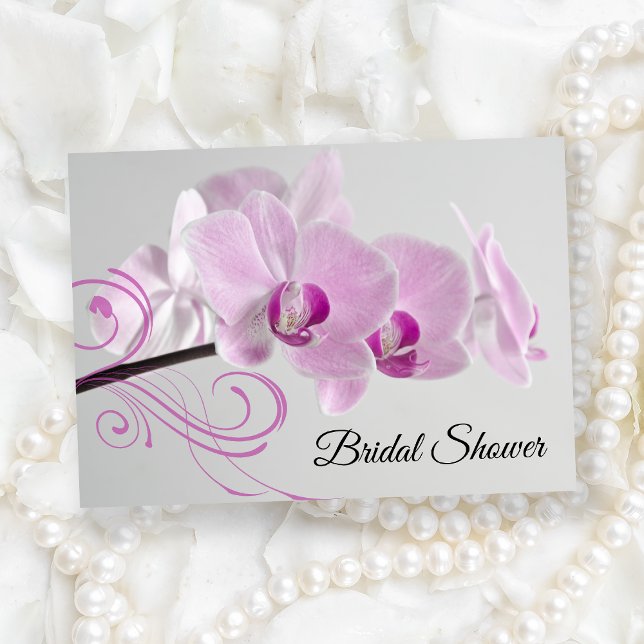 Elegant Pink Orchids Bridal Shower Invitation (Creator Uploaded)