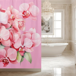 Elegant Pink Orchids Shower Curtain