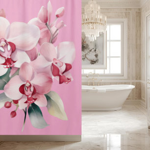 Elegant Pink Orchids Shower Curtain