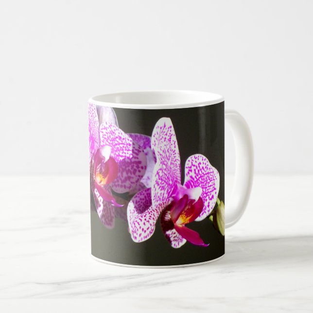 Elegant Pink Orchids tropical floral Coffee Mug (Front Right)