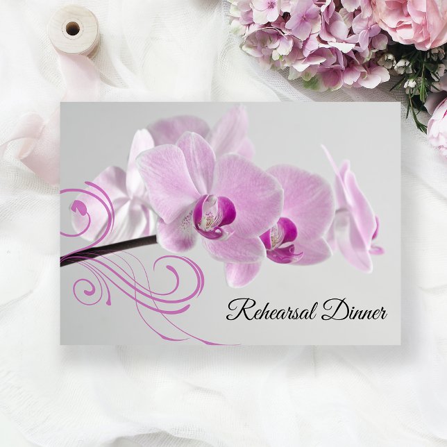 Elegant Pink Orchids Wedding Rehearsal Dinner Invitation (Creator Uploaded)