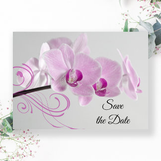Elegant Pink Orchids Wedding Save the Date Invitation