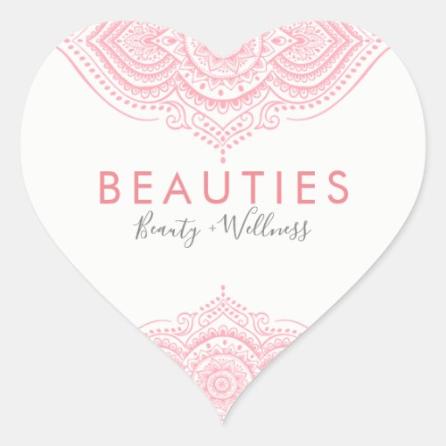 Elegant Pink Ornate Paisley Lace Heart Sticker