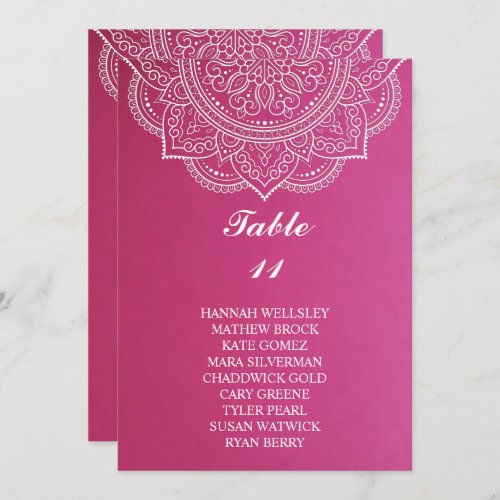 Elegant Pink Paisley Wedding Seating Chart Invitation