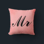 Elegant Pink Parchment Mr and Mrs Throw Pillow<br><div class="desc">Add decorative marital bliss to your home with elegant pink parchment "Mr. and Mrs." pillows.  Displaying a lovely pink parchment design with "Mr" written in cursive black font,  you can customize this pillow as much as you like..</div>