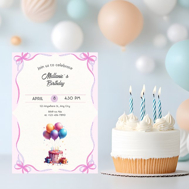 Elegant Pink Pastel Birthday Invitation (Creator Uploaded)