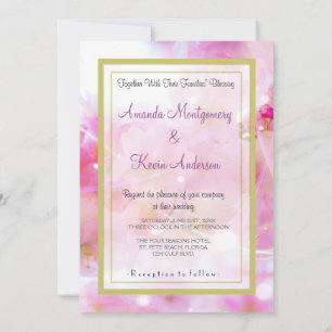 Elegant Pink Pastel Cherry Blossoms Wedding Invitation