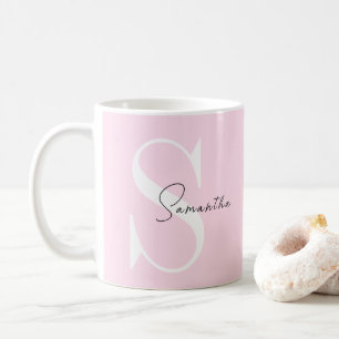 Elegant Pink Pastel Personalized Mug with Monogram