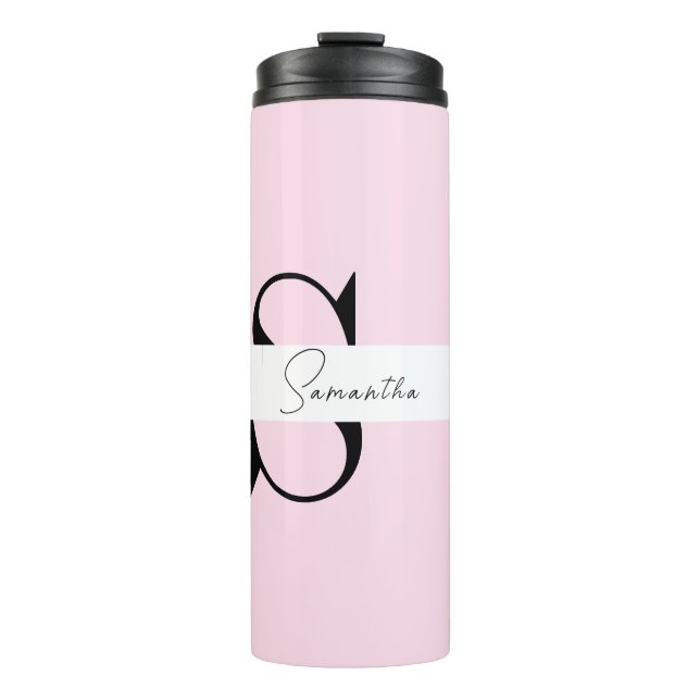 Elegant Pink Pastel Personalized Thermal Tumbler (Front)