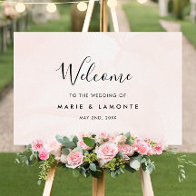 Elegant Pink Pastel Wedding Welcome Sign