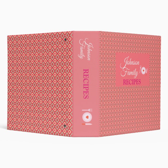 Elegant Pink Pattern – Modern Kitchen Family 3 Ring Binder (Background)