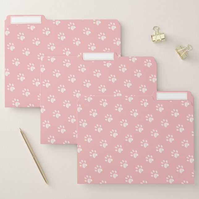 Elegant Pink Paw Pattern File Folder (Set)