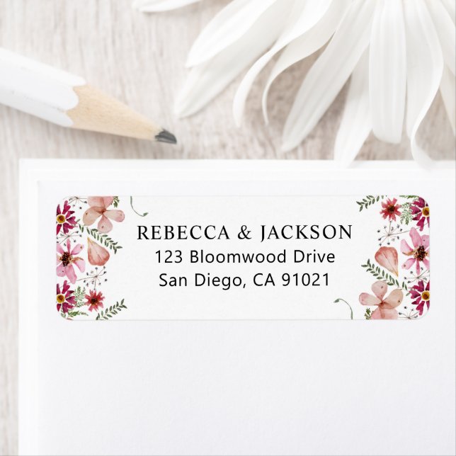 Elegant Pink Peach Greenery Return Address Label (Insitu)