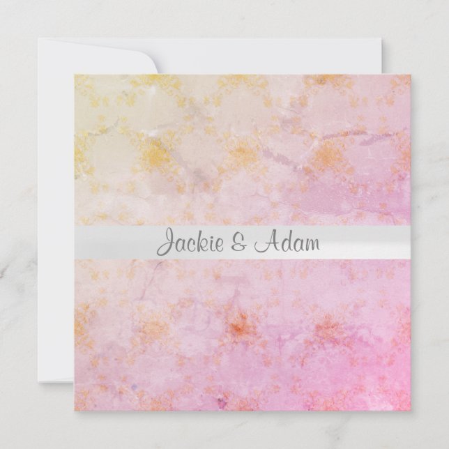 Elegant Pink peach marble Wedding invitation (Front)