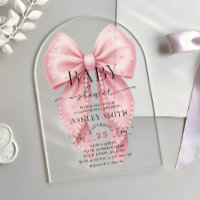 Elegant Pink Pearl Bow Baby Shower