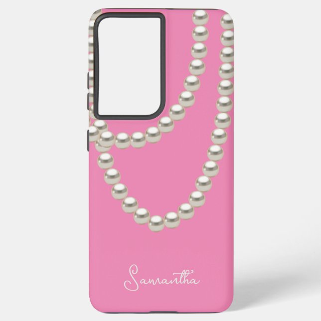 Elegant pink Pearl necklace Samsung Galaxy Case (Back)