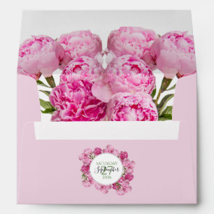 Elegant Pink Peonies 5x7 Wedding Invitation Envelope