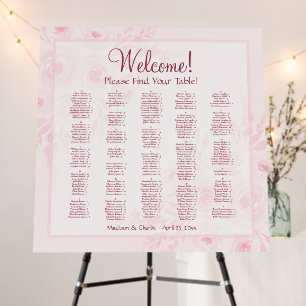 Elegant Pink Peonies Alphabetical Seating Chart Foam Board