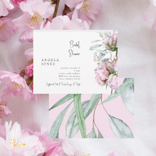 Elegant Pink Peonies Bridal Shower Invitation