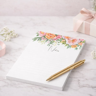 Elegant Pink Peonies Floral Notepad