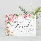 Elegant Pink Peonies Mother's Day Brunch Invitation (Standing Front)
