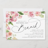 Elegant Pink Peonies Mother's Day Brunch Invitation (Front)