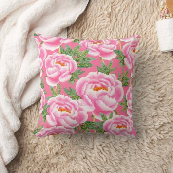 Elegant Pink Peonies Pattern _ Hot Pink