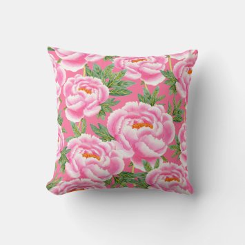 Elegant Pink Peonies Pattern _ Hot Pink