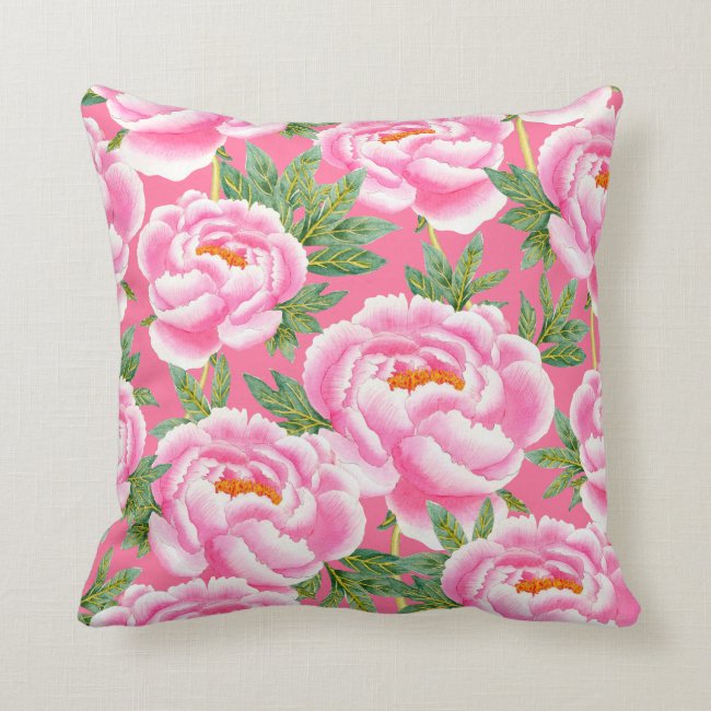 Elegant Pink Peonies Pattern _ Hot Pink