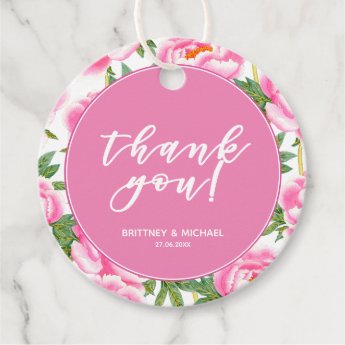 Elegant Pink Peonies Pattern - Thank You