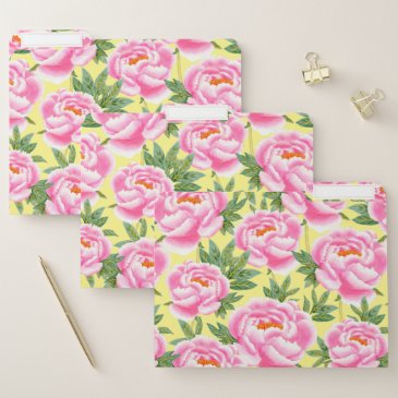 Elegant Pink Peonies Pattern - Yellow