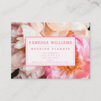 Elegant Pink Peonies - Personalized Business Card