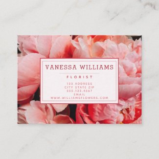 Elegant Pink Peonies - Personalized Business Card
