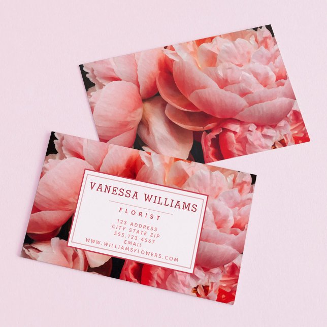 Elegant Pink Peonies - Personalized Business Card (Creator Uploaded)