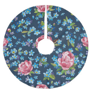 Elegant Pink Peonies Retro Background Brushed Polyester Tree Skirt
