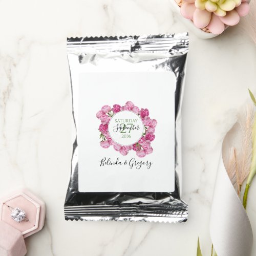 Elegant Pink Peonies Wedding Coffee Drink Mix