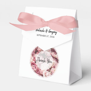 Elegant Pink Peonies Wedding Favor Boxes