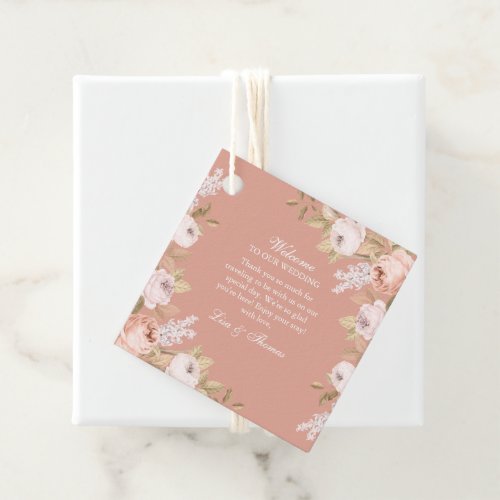 Elegant Pink Peonies Wedding Favor Tags