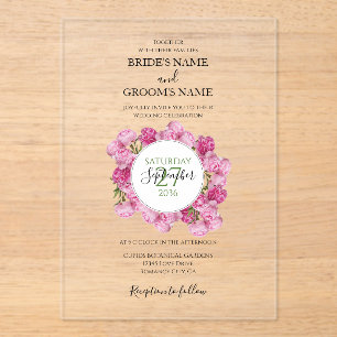 Elegant Pink Peonies Wedding Invitations