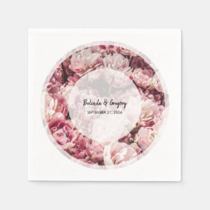 Elegant Pink Peonies Wedding Napkins