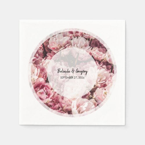 Elegant Pink Peonies Wedding  Napkins