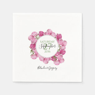 Elegant Pink Peonies Wedding  Napkins