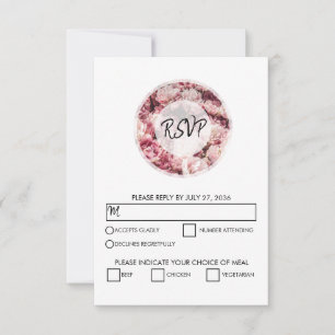 Elegant Pink Peonies Wedding RSVP Cards