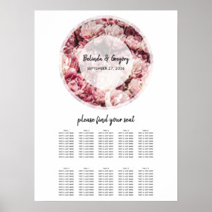 Elegant Pink Peonies Wedding Seating Chart