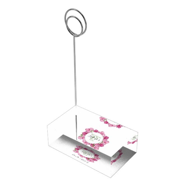 Elegant Pink Peonies Wedding Table Number Place Card Holder (Corner)