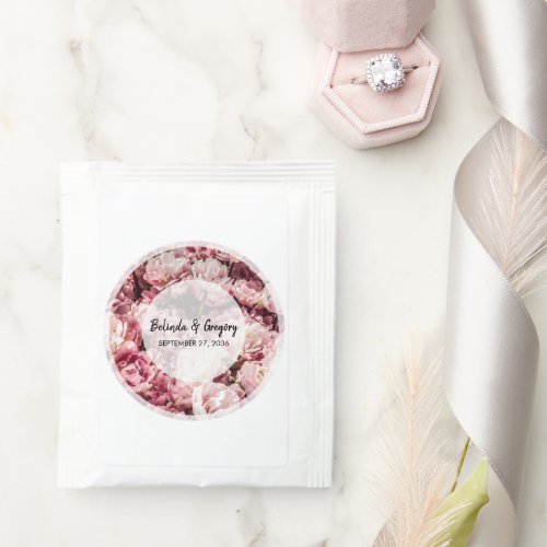 Elegant Pink Peonies Wedding  Tea Bag Drink Mix