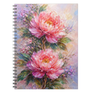 Elegant Pink Peony Blossom Art Notebook