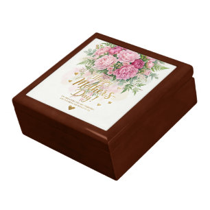 Elegant Pink Peony Bouquet Happy Mother’s Day Card Gift Box