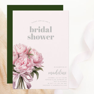 Elegant Pink Peony Bridal Shower  Invitation
